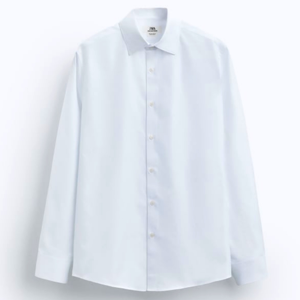Zara Textured Weave Twill Dress Shirt
